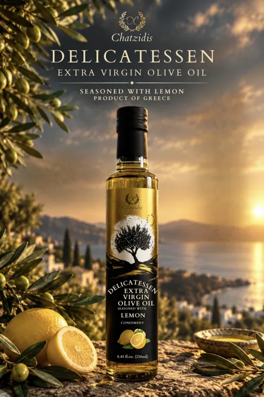 Chatzidis Delicatessen olive oil seasoned with lemon, 250 ml